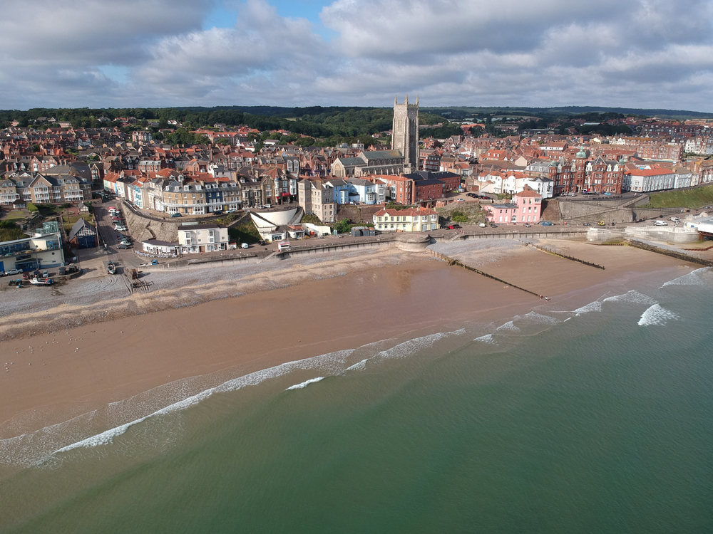 Cromer beach, aerial view