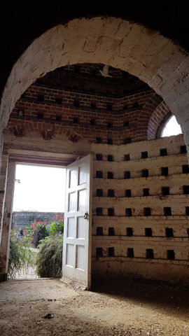 Inside the dovecote at The Kitchen Garden at Felbrigg