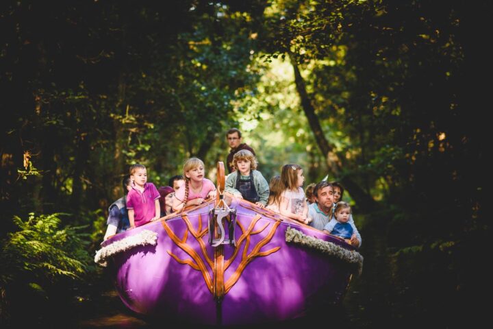 Children in boat at BeWILDerwood, Norfolk