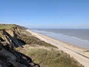 View towards Cromer from the cliffs at Overstrand, Norfolk
